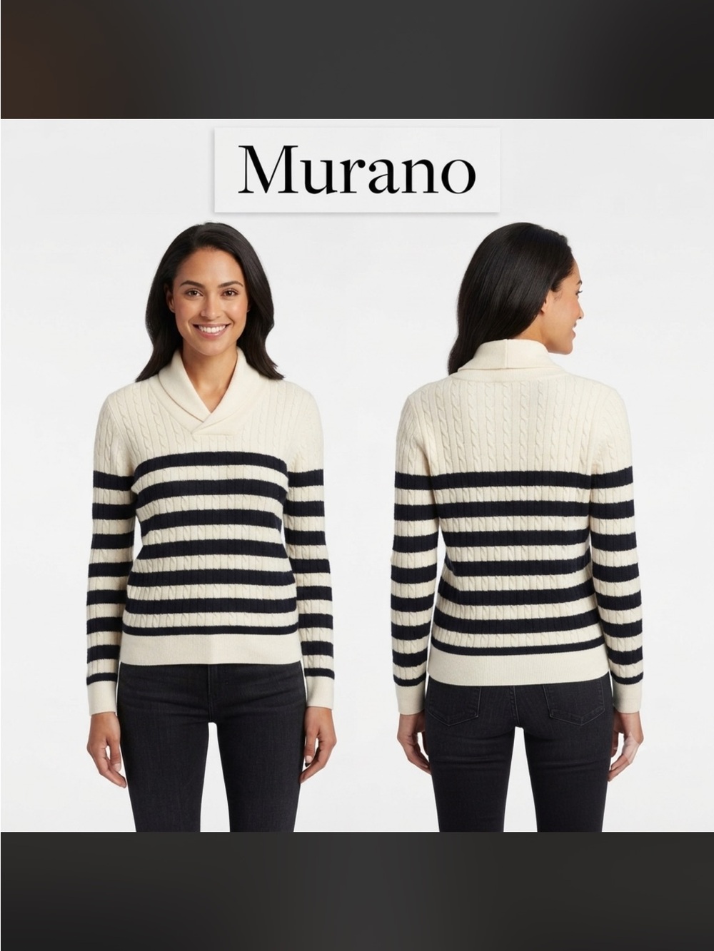 Murano Wool Blend Pull Over Striped Sweater Small